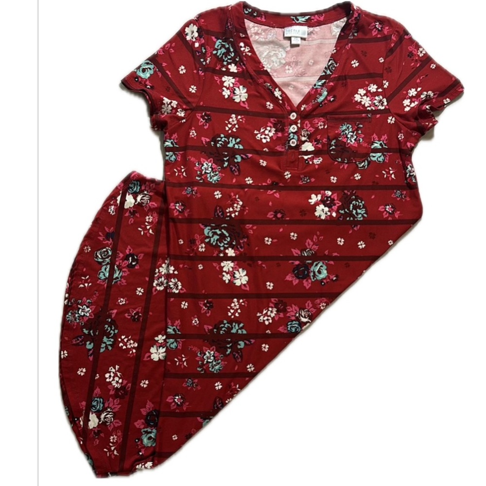 DREAM nightgown floral striped‎ pattern red color XS NWOT